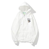 Off White Oil Painting Arrow Hooded Sweater Men'S And Women'S Fleece Zipper Coat Owt