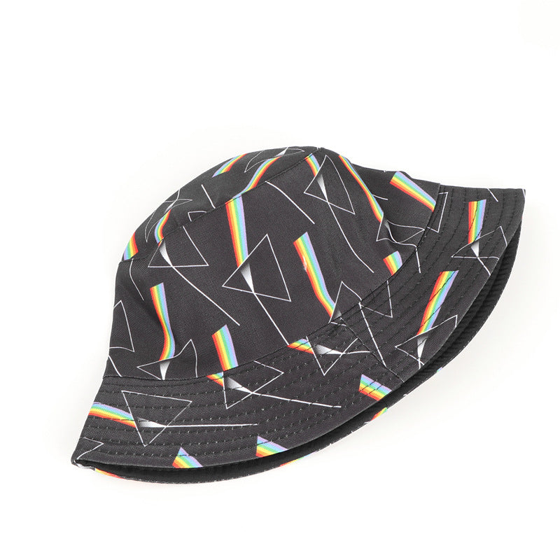 Bucket Hat Fishing Cap Cotton Print Fisherman Hat Rainbow Bucket Hat Men and Women