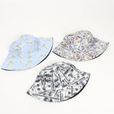 Bucket Hat Fishing Cap Cotton Print Fisherman Hat Printed Pattern Pure Color All-Matching Fashion