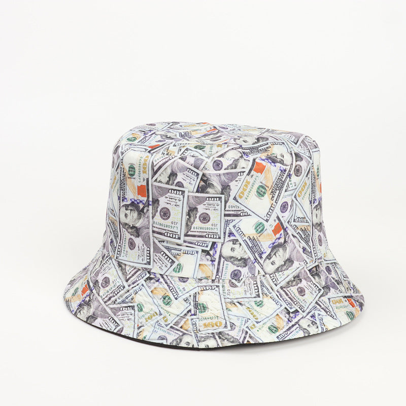 Bucket Hat Fishing Cap Cotton Print Fisherman Hat Printed Pattern Pure Color All-Matching Fashion