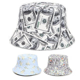 Bucket Hat Fishing Cap Cotton Print Fisherman Hat Printed Pattern Pure Color All-Matching Fashion