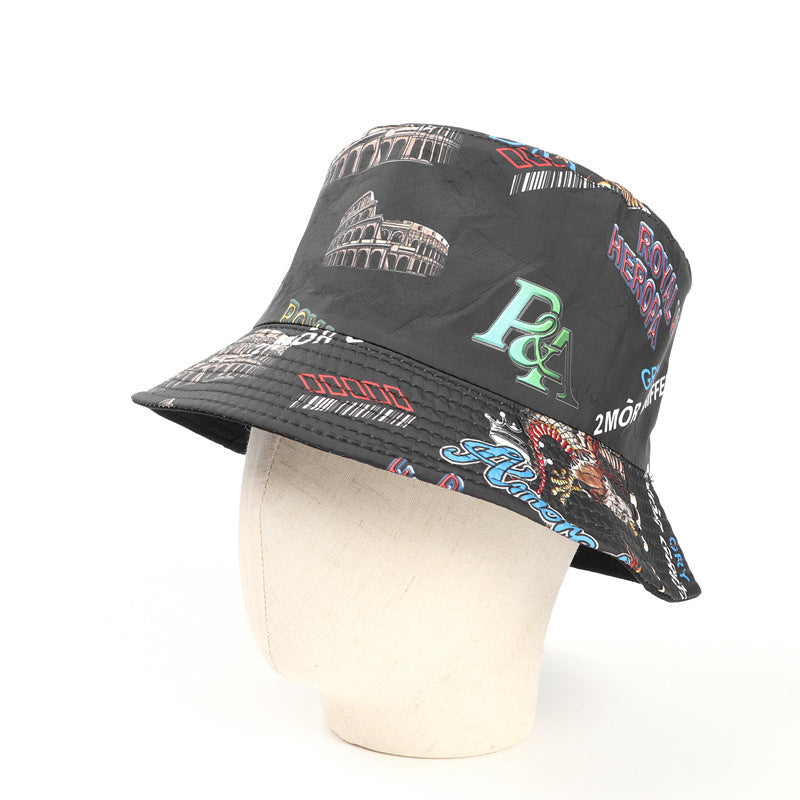 Bucket Hat Fishing Cap Cotton Print Fisherman Hat Men and Women Fashion All-Match Outdoor Leisure
