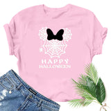 Halloween Costumes Spider Web Printed Short Sleeve T-shirt