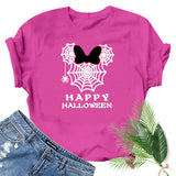 Halloween Costumes Spider Web Printed Short Sleeve T-shirt
