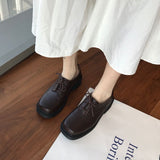 Platform Heels for Women Black Platform Retro Slip-on Shoes