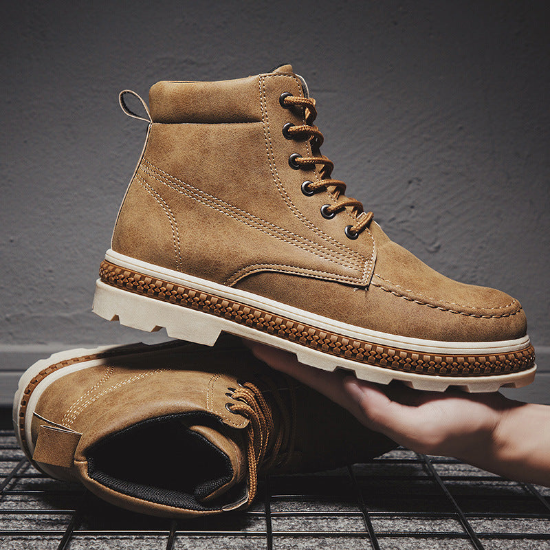 Men's Boots Work Boot Men Casual Hiking Boots High-Top Leather Boots Vintage Martin Boots