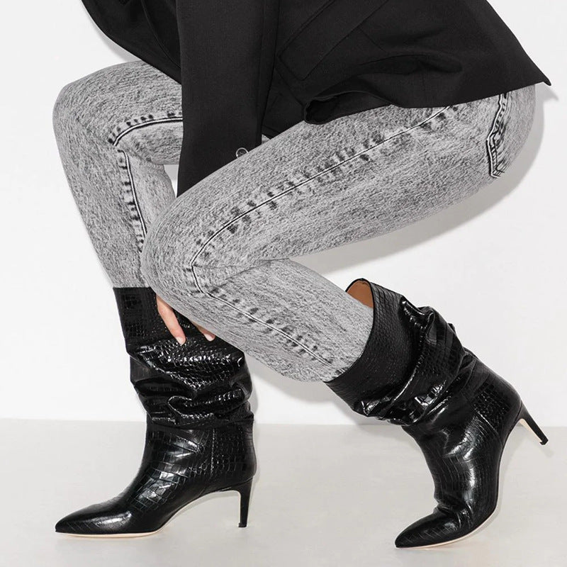 Python Boots Autumn and Winter Snake Pattern Knee High Snow Boots