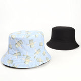 Bucket Hat Fishing Cap Cotton Print Fisherman Hat Printed Pattern Pure Color All-Matching Fashion