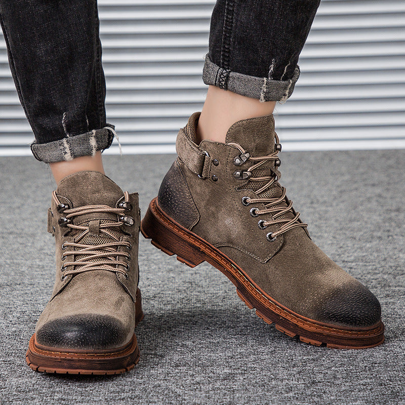 Men's Boots Work Boot Men Casual Hiking Boots Winter Trendy Retro Middle High Top Worker Boot Casual