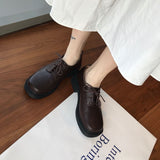 Platform Heels for Women Black Platform Retro Slip-on Shoes