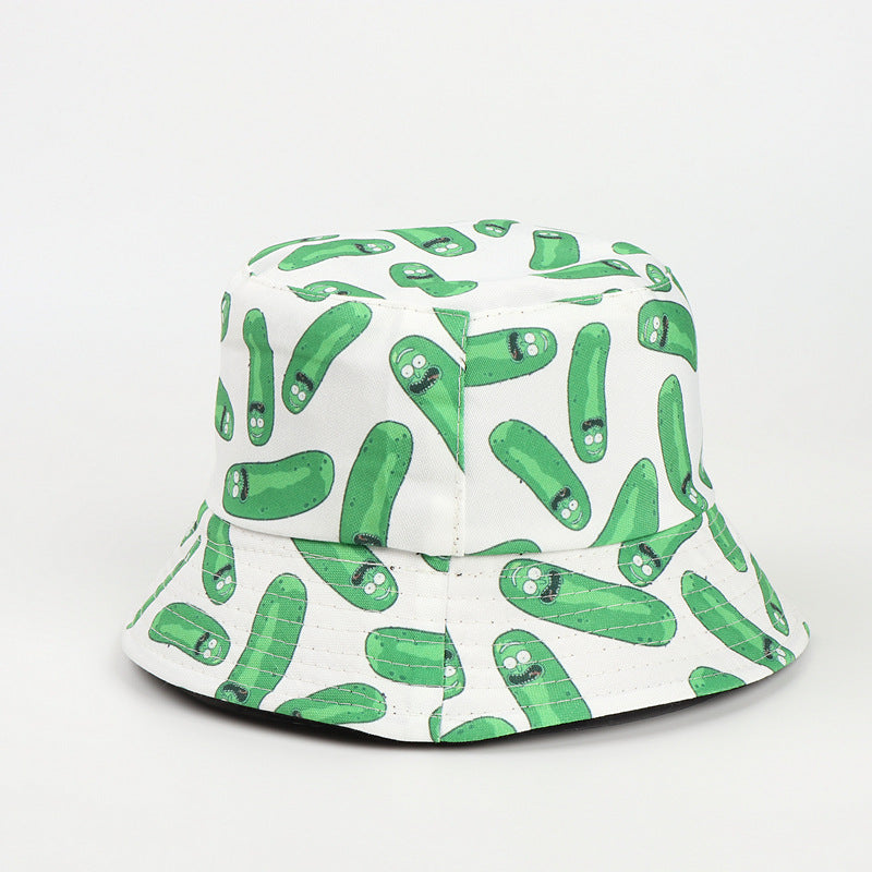 Bucket Hat Fishing Cap Cotton Print Fisherman Hat Cartoon Animation Men and Women Student Anti-Sunburn Sun Hat