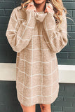 Women Pullover Knit Sweater Plaid Knitted Dress Autumn and Winter Leisure Knitwear Checkerboard Plaid Sweater