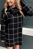 Women Pullover Knit Sweater Plaid Knitted Dress Autumn and Winter Leisure Knitwear Checkerboard Plaid Sweater