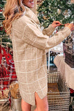Women Pullover Knit Sweater Plaid Knitted Dress Autumn and Winter Leisure Knitwear Checkerboard Plaid Sweater