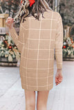 Women Pullover Knit Sweater Plaid Knitted Dress Autumn and Winter Leisure Knitwear Checkerboard Plaid Sweater