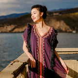 Beth Dutton Bohemian Dress Summer Spring Midi Dress Embroidery Casual Fashion