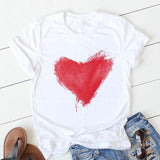 Valentine's Day T Shirts Couples Women's Summer Flower Print Large Size Bottoming Shirt