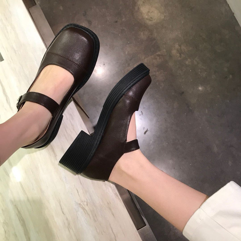 Platform Heels for Women Thick Bottom Chunky Heel Pumps