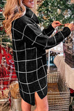 Women Pullover Knit Sweater Plaid Knitted Dress Autumn and Winter Leisure Knitwear Checkerboard Plaid Sweater