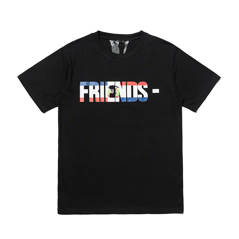 Vlone Mexico Friends Shirt Summer Large V-Shaped Female Printed Short Sleeve Men And Women