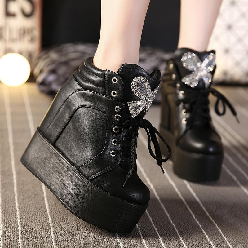 Platform Heels for Women Autumn Martin Boots Women's Muffin Bottom Shoes