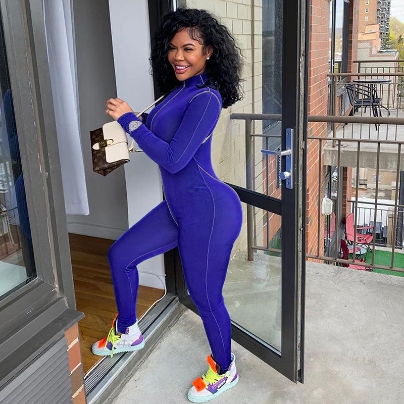 Women's Spring Clothing Personality inside-out Wear Design High Waist Slim Sports Jumpsuit