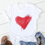 Valentine's Day T Shirts Couples Women's Summer Flower Print Large Size Bottoming Shirt