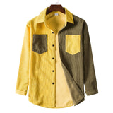 Camp Collar Shirt Long Sleeve Shirt Color Matching