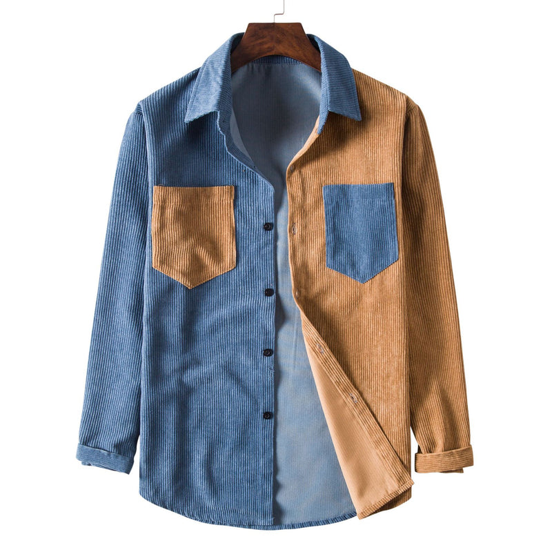 Camp Collar Shirt Long Sleeve Shirt Color Matching