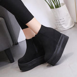 Platform Heels for Women Women Boots Autumn Winter round Head Thick Bottom Inner Height Increasing Boots