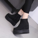 Platform Heels for Women Women Boots Autumn Winter round Head Thick Bottom Inner Height Increasing Boots