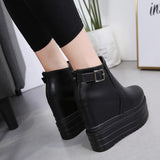 Platform Heels for Women Autumn Thick Bottom Fashion All-Match Height Increasing Insole High Heel Martin Female Boots