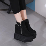 Platform Heels for Women High Heel Boots Women's Platform round Toe Invisible Elevated Women's Boots