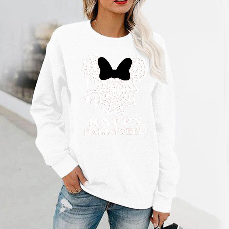 Halloween Costumes Fun Pattern Printed Long Sleeve Capless round Neck Sweater