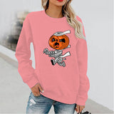 Halloween Costumes Pumpkin Mummy Print Long Sleeve Capless Round Neck Sweatshirt