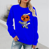 Halloween Costumes Pumpkin Mummy Print Long Sleeve Capless Round Neck Sweatshirt