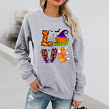 Halloween Costumes Pattern Printed Long Sleeve Capless round Neck Sweater