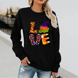 Halloween Costumes Pattern Printed Long Sleeve Capless round Neck Sweater