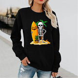 Halloween Costumes Pattern Printed Long Sleeve Capless round Neck Sweater