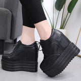 Platform Heels for Women Fall High Heel Boots Versatile Platform Height Increasing Insole Martin Women's Boots