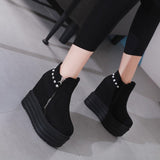 Platform Heels for Women High Heel Boots Women's Platform round Toe Invisible Elevated Women's Boots