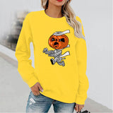 Halloween Costumes Pumpkin Mummy Print Long Sleeve Capless Round Neck Sweatshirt