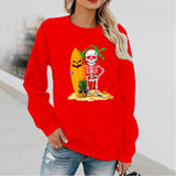 Halloween Costumes Pattern Printed Long Sleeve Capless round Neck Sweater