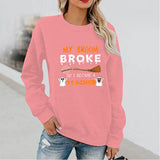 Halloween Costumes Pattern Printed Long Sleeve Capless round Neck Sweater