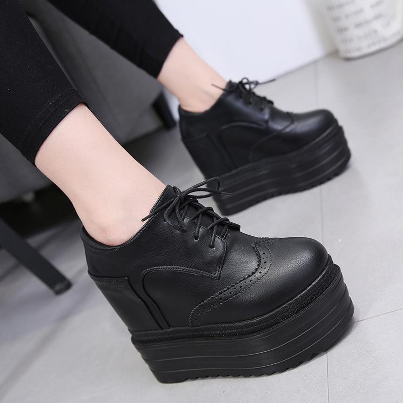 Platform Heels for Women Fall High Heel Boots Versatile Platform Height Increasing Insole Martin Women's Boots