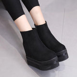 Platform Heels for Women Women Boots Autumn Winter round Head Thick Bottom Inner Height Increasing Boots