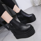 Platform Heels for Women All-Matching round Toe High Heel Autumn Simple Platform Height Increasing Insole Female Boots
