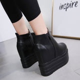 Platform Heels for Women All-Matching round Toe High Heel Autumn Simple Platform Height Increasing Insole Female Boots
