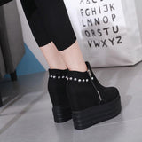 Platform Heels for Women High Heel Boots Women's Platform round Toe Invisible Elevated Women's Boots
