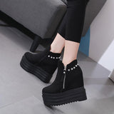 Platform Heels for Women High Heel Boots Women's Platform round Toe Invisible Elevated Women's Boots